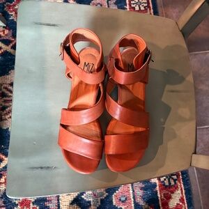 Miz Mooz Leather Heeled Sandals Gill Brandy - Medium